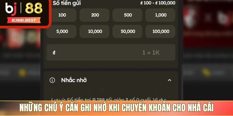 Những chú ý cần ghi nhớ khi chuyển khoản cho nhà cái